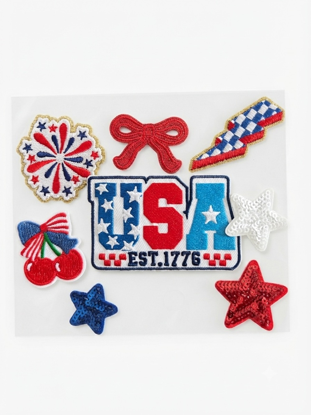 Patriotic USA Iron-On Patches - Red, White & Blue
